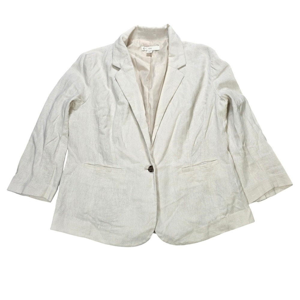 Caro Est. 1946 Linen Blend Single Button Blazer Women's Size M Cream Pockets